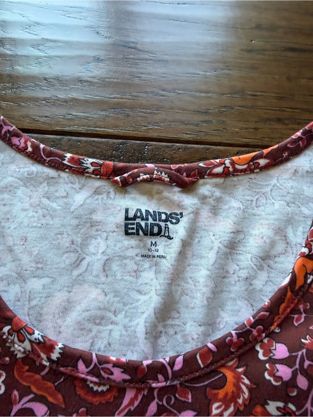 Lands' End Floral Long-Sleeve Dress in Rust and Orange - Picture 2 of 5